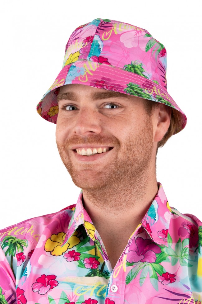 Zonnehoed roze Hawaii - Willaert, verkleedkledij, carnavalkledij, carnavaloutfit, feestkledij, hawaii, tropical, de toppers